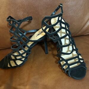 Massimo Black Caged Heels